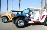 Side View of Flag and Yellow Cars